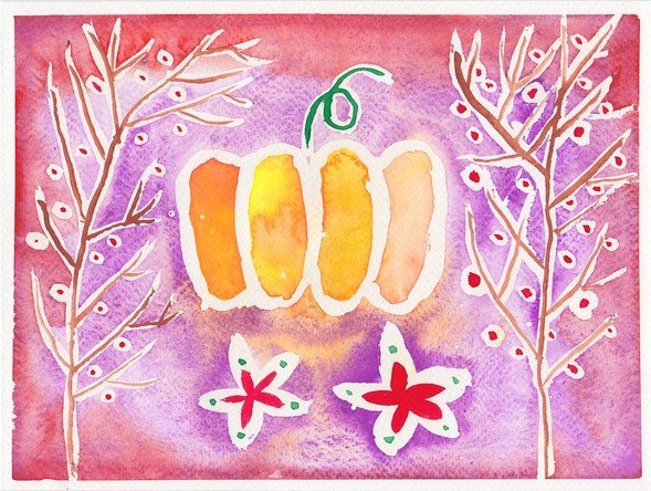 スウェーデンの白抜き水彩画体験